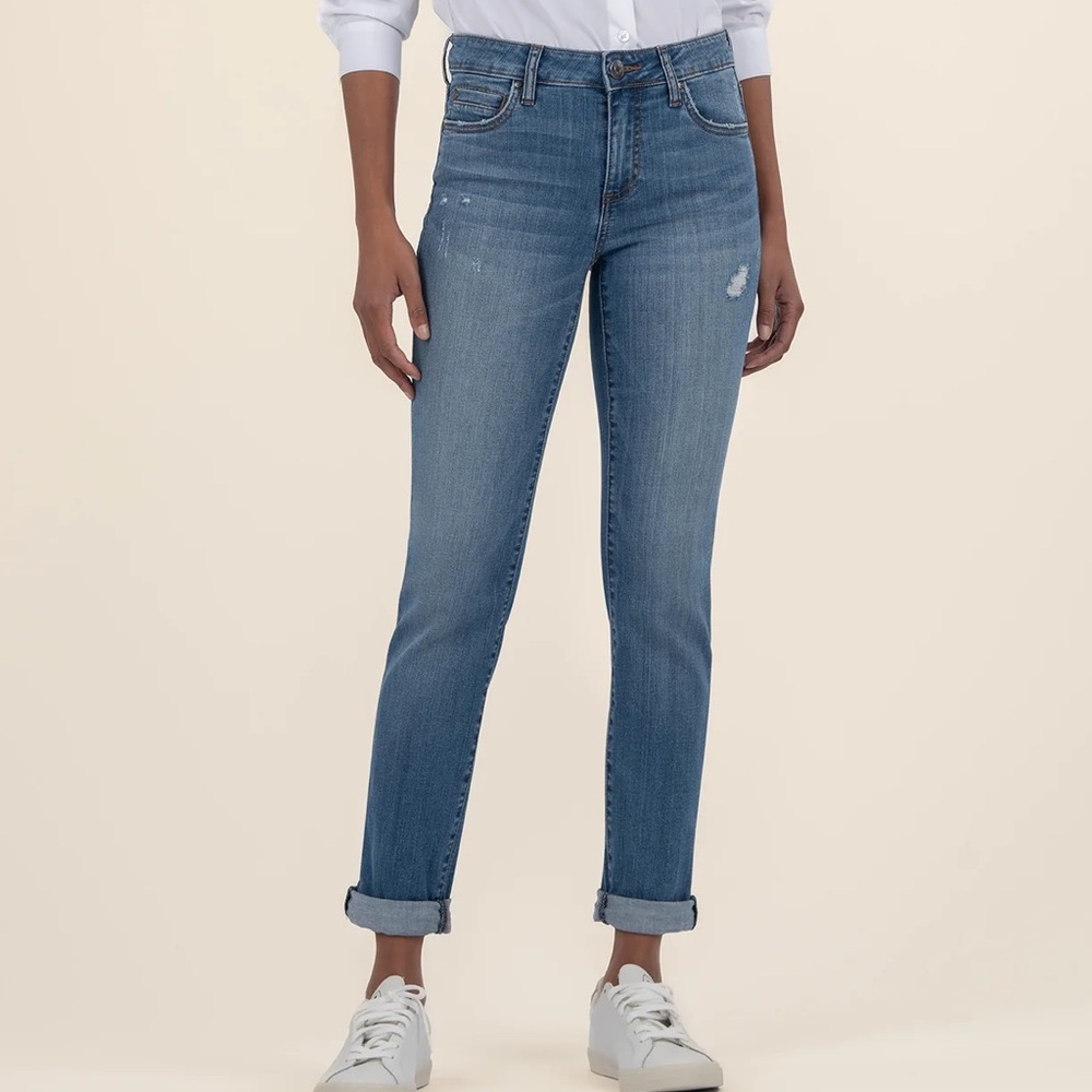 Kut From The Kloth Catherine Boyfriend Jean Distressed Size 16 Casual Stretch